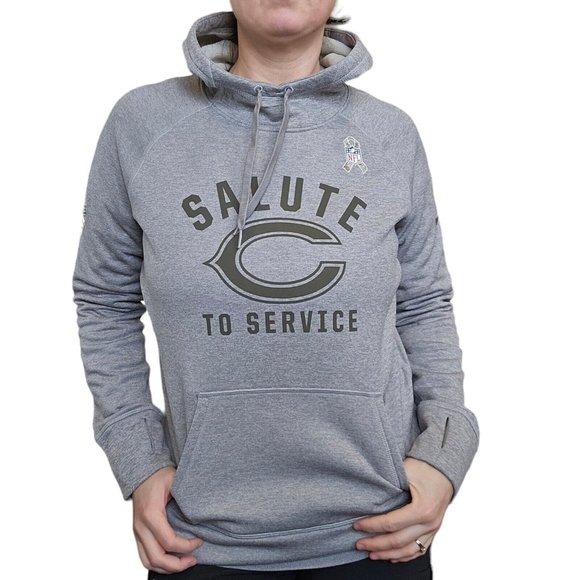 Womens Nike Chicago Bears Hoodie Sz L Slim Fits Sz S/M Gray Hooded Sweatshirt - Picture 10 of 10